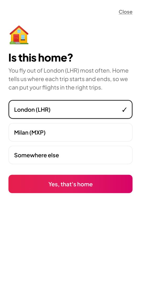 Confirm your home base